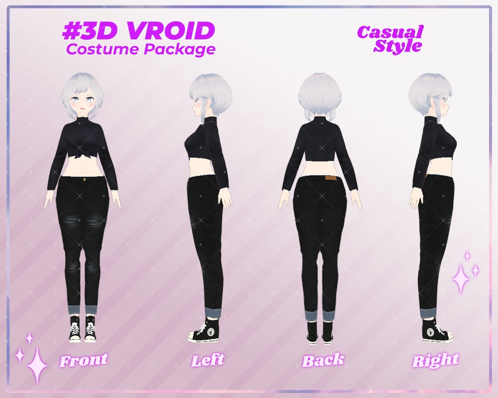 3D VRoid Outfit Pack Trendy & Chic Casual Wear for VRoid Models | VRoid Clothes, VRoid Fashion, VRoid Custom Outfit