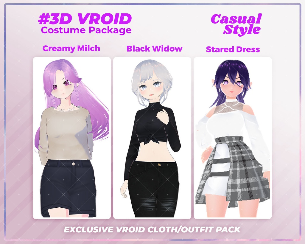 3D VRoid Outfit Pack Trendy & Chic Casual Wear for VRoid Models | VRoid Clothes, VRoid Fashion, VRoid Custom Outfit