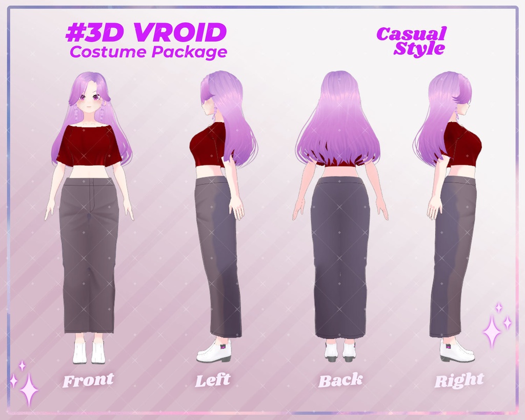 3D VRoid Outfit Pack Elegant & Stylish Casual Wear for VRoid Models | VRoid Clothes, VRoid Fashion, VRoid Custom Outfit