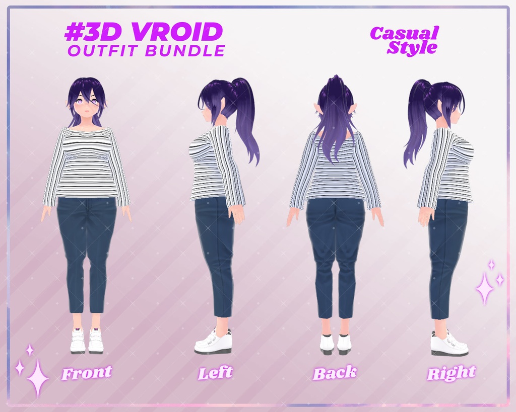 3D VRoid Outfit Pack Elegant & Stylish Casual Wear for VRoid Models | VRoid Clothes, VRoid Fashion, VRoid Custom Outfit