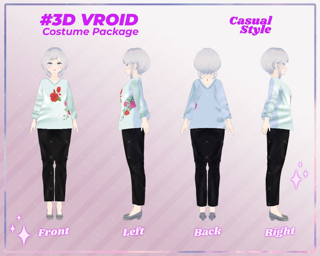 3D VRoid Outfit Pack Elegant & Stylish Casual Wear for VRoid Models | VRoid Clothes, VRoid Fashion, VRoid Custom Outfit