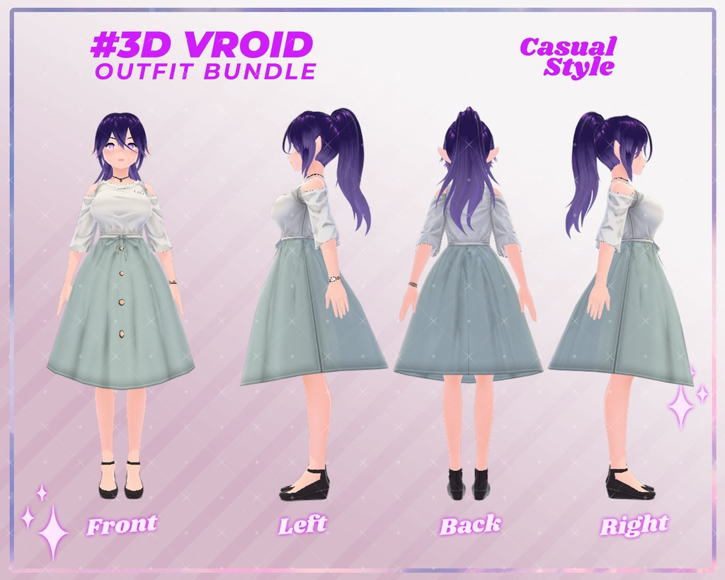 3D VRoid Outfit Pack Soft & Elegant Pastel Casual Wear for VRoid Models | VRoid Clothes, VRoid Fashion, VRoid Custom Outfit