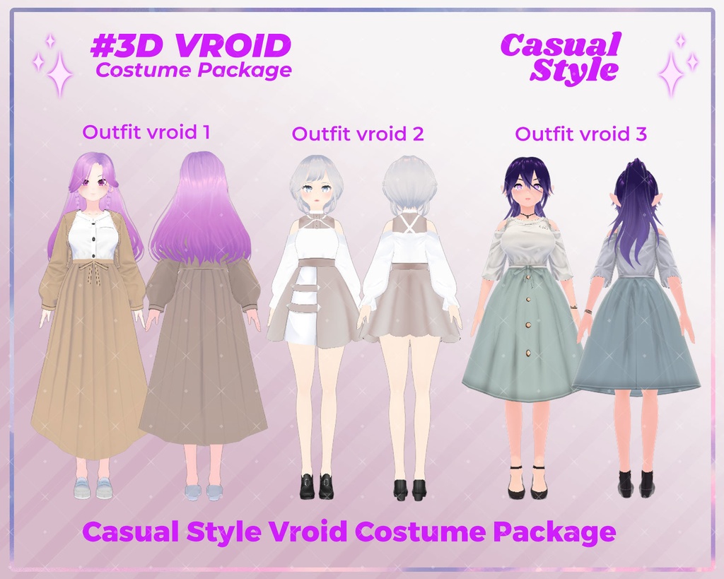 3D VRoid Outfit Pack Soft & Elegant Pastel Casual Wear for VRoid Models | VRoid Clothes, VRoid Fashion, VRoid Custom Outfit