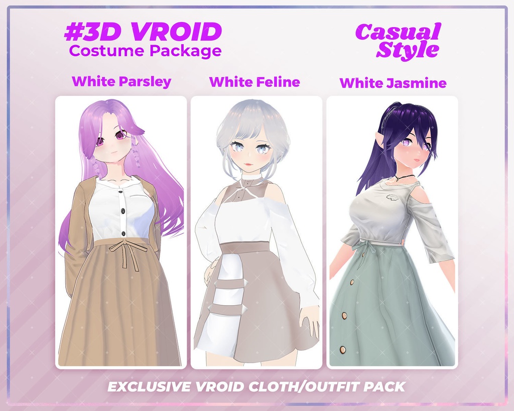 3D VRoid Outfit Pack Soft & Elegant Pastel Casual Wear for VRoid Models | VRoid Clothes, VRoid Fashion, VRoid Custom Outfit