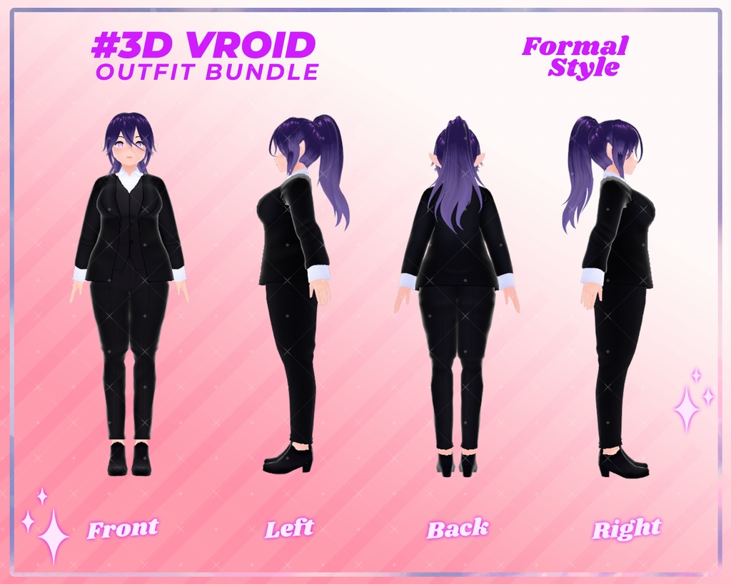 3D VRoid Outfit Pack Elegant & Powerful Formal Suits for VRoid Models | VRoid Clothes, VRoid Business Fashion, VRoid Suit Outfit