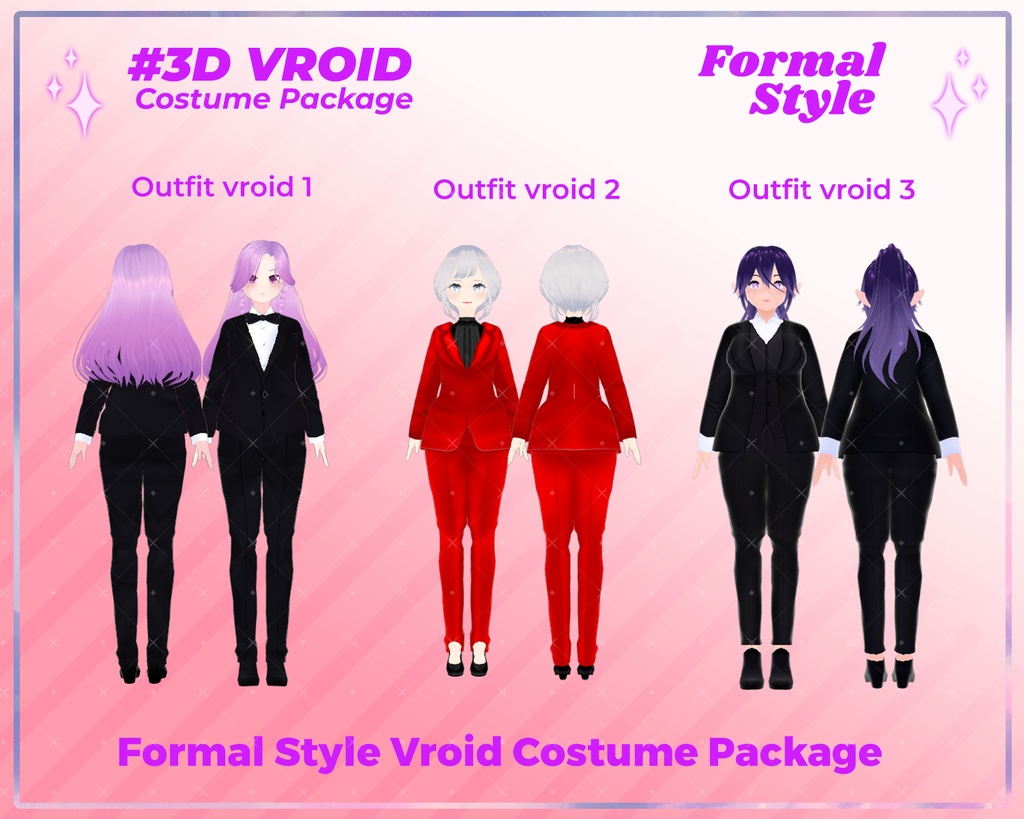 3D VRoid Outfit Pack Elegant & Powerful Formal Suits for VRoid Models | VRoid Clothes, VRoid Business Fashion, VRoid Suit Outfit