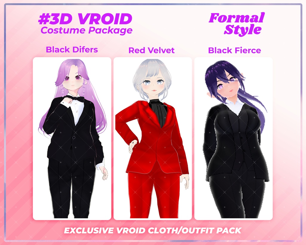3D VRoid Outfit Pack Elegant & Powerful Formal Suits for VRoid Models | VRoid Clothes, VRoid Business Fashion, VRoid Suit Outfit