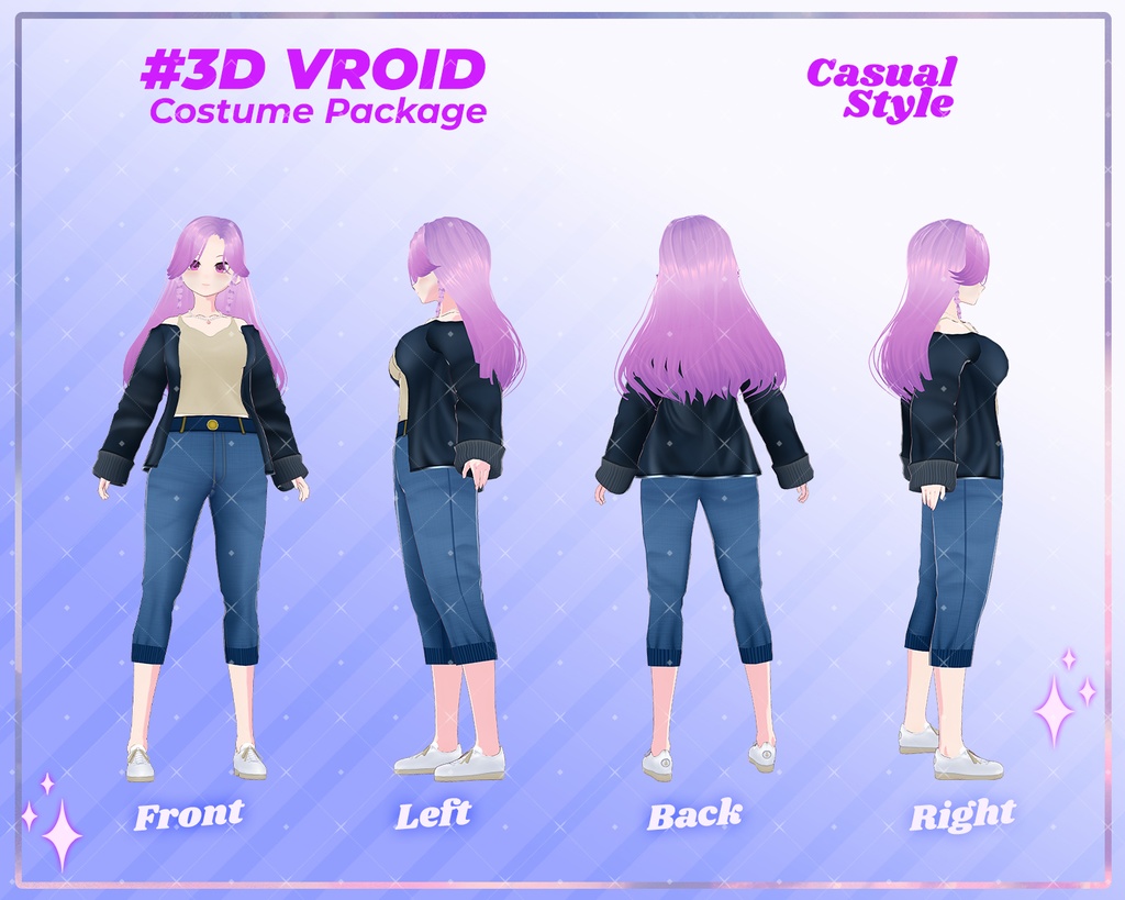 3D VRoid Outfit Pack Trendy & Comfortable Casual Wear for VRoid Models | VRoid Clothes, VRoid Casual Fashion, VRoid Everyday Outfit
