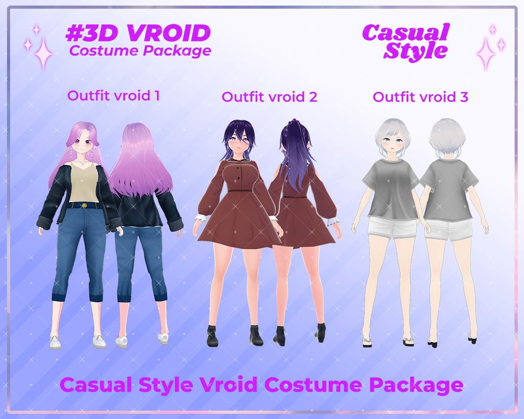 3D VRoid Outfit Pack Trendy & Comfortable Casual Wear for VRoid Models | VRoid Clothes, VRoid Casual Fashion, VRoid Everyday Outfit