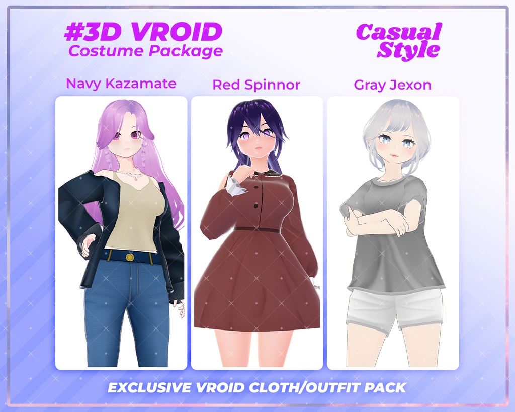 3D VRoid Outfit Pack Trendy & Comfortable Casual Wear for VRoid Models | VRoid Clothes, VRoid Casual Fashion, VRoid Everyday Outfit