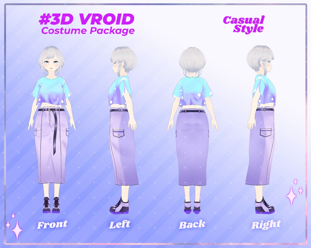 3D VRoid Outfit Pack Stylish & Modern Casual Wear for VRoid Models | VRoid Clothes, VRoid Trendy Fashion, VRoid Streetwear