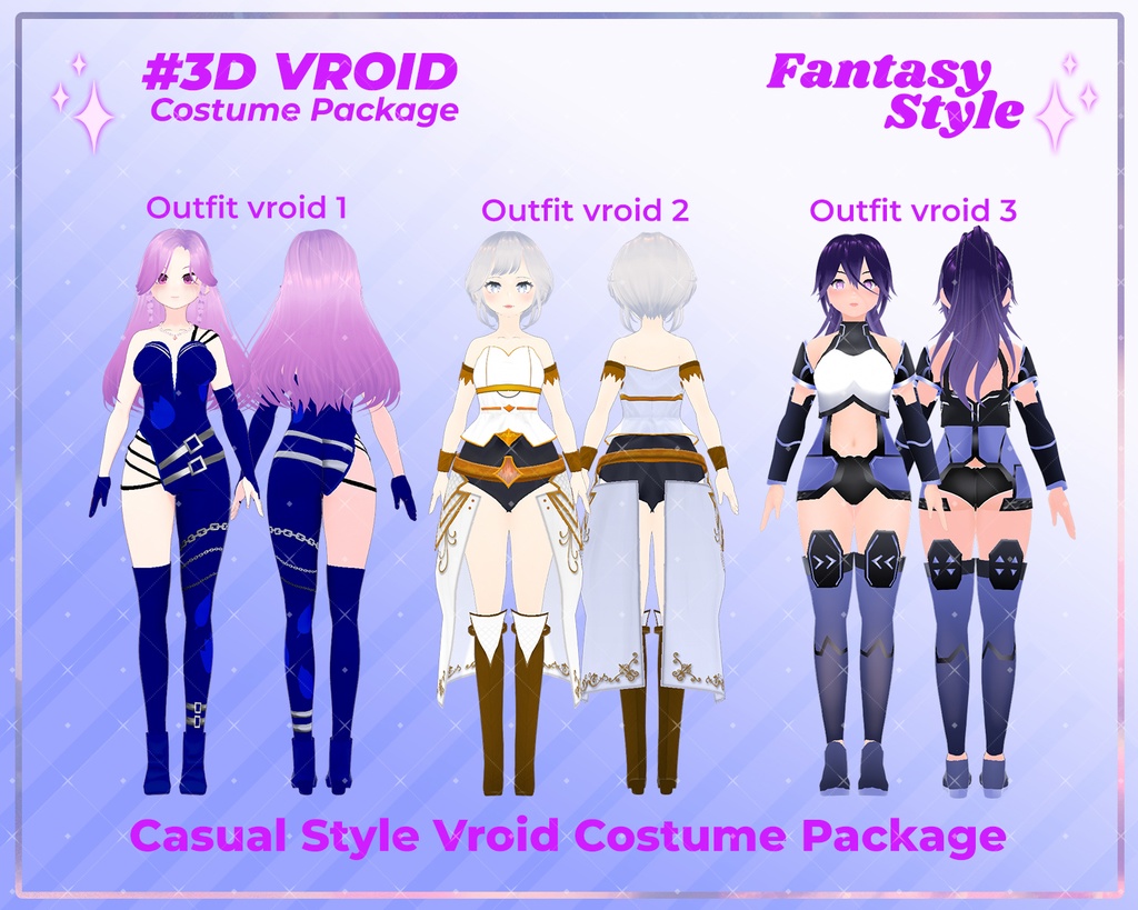 3D VRoid Outfit Pack Fantasy Warrior & Enchantress Costumes for VRoid Models | VRoid Clothes, VRoid RPG Fashion, VRoid Fantasy Wear