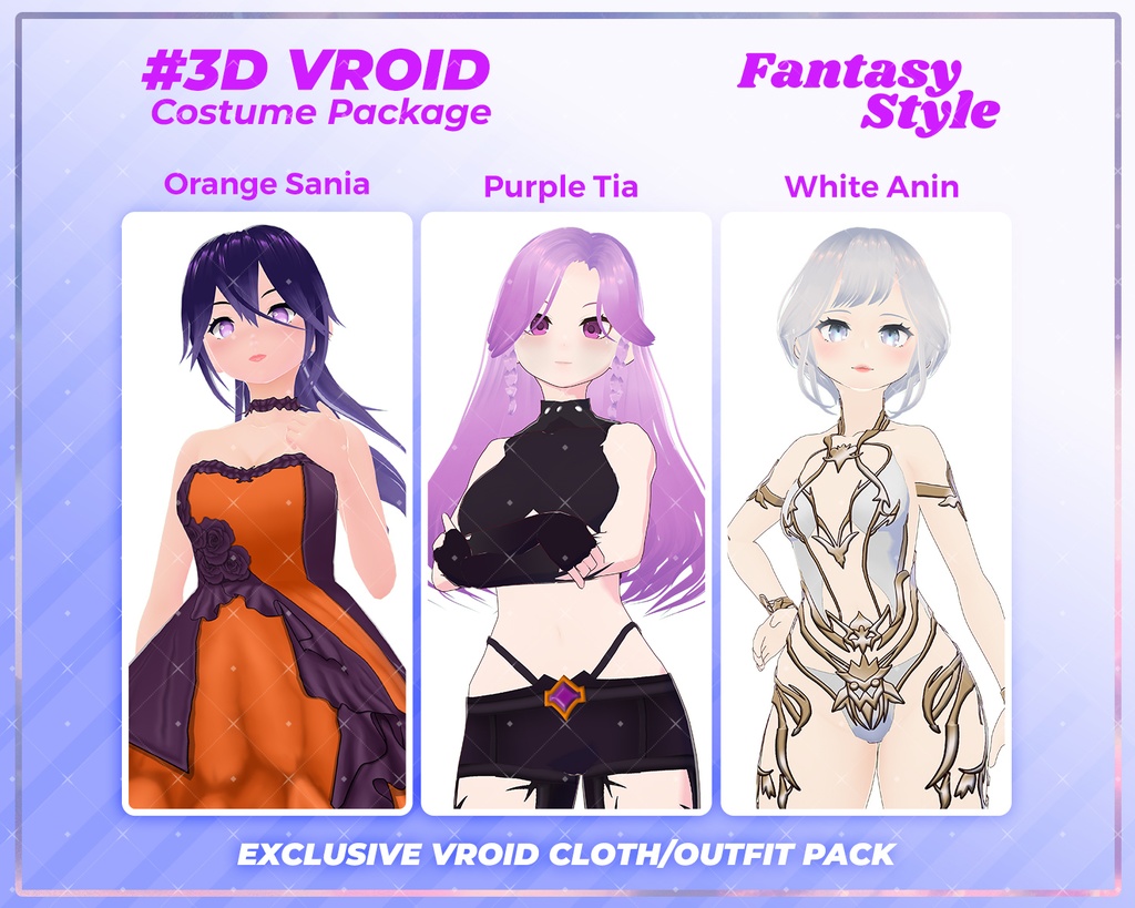 3D VRoid Outfit Pack Fantasy & Enchanted Warrior Costumes for VRoid Models | VRoid Clothes, VRoid Sorceress Dress, VRoid Battle Armor, VRoid Fashion