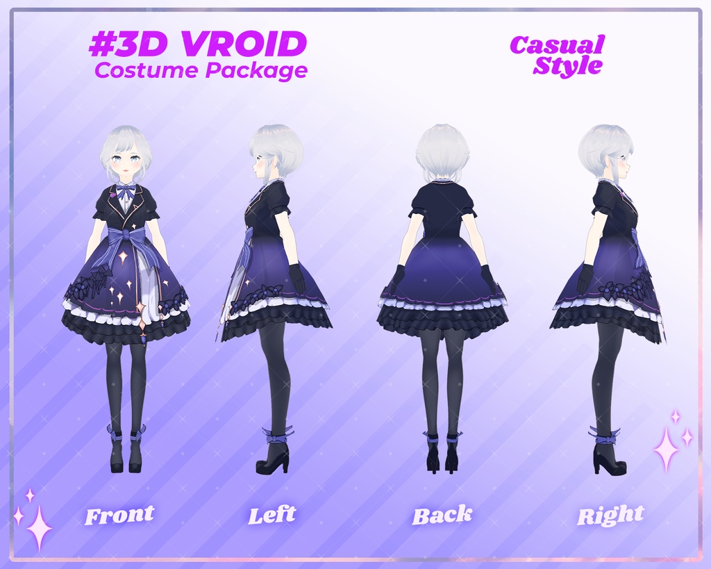 3D VRoid Outfit Pack Fantasy-Inspired Dresses for VRoid Models | VRoid Clothes, VRoid Elegant Fashion, VRoid Magical Attire, VRoid Costume Design