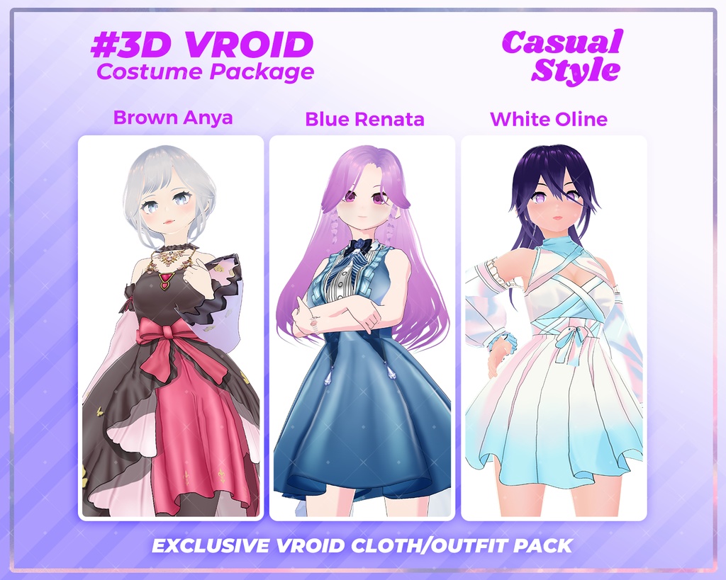 3D VRoid Outfit Pack Elegant & Chic Dress Collection for VRoid Models | VRoid Clothes, VRoid Costume, VRoid Fashion