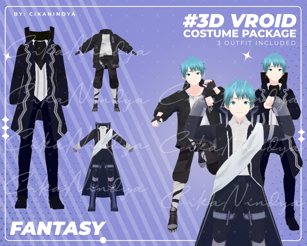 3D VRoid Outfit Pack Fantasy Warrior Attire for VRoid Models | VRoid Clothes, VRoid Costume, VRoid Fashion
