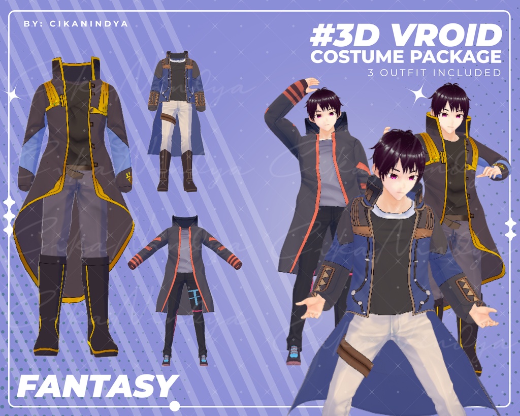 3D VRoid Outfit Pack Fantasy Mage & Adventurer Clothes for VRoid Models | VRoid Clothes, VRoid Costume, VRoid Fashion