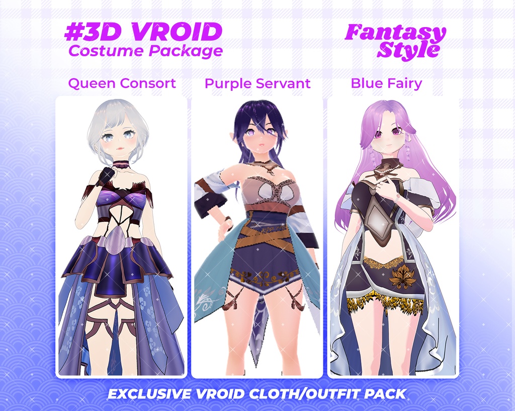 3D VRoid Outfit Pack Fantasy Queen & Fairy Attire for VRoid Models | VRoid Clothes, VRoid Costume, VRoid Fashion