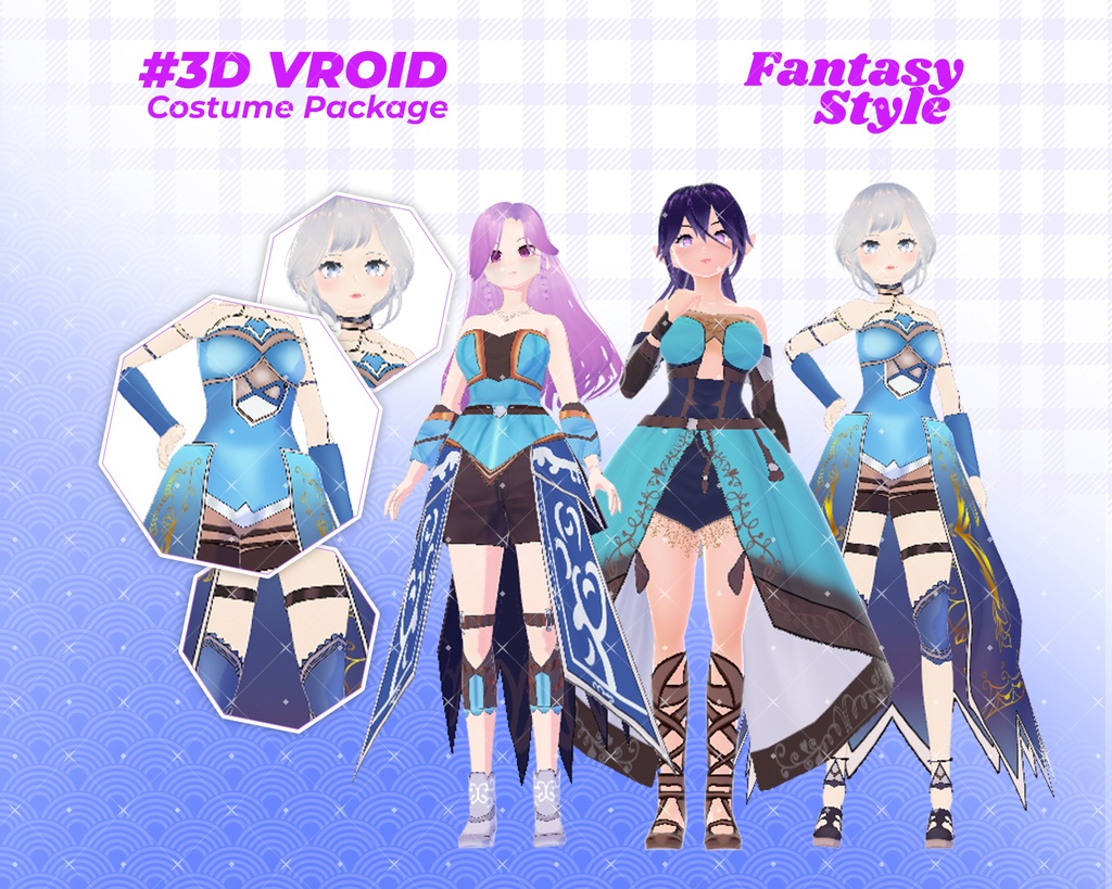 3D VRoid Outfit Pack Fantasy Warrior & Princess Attire for VRoid Models | VRoid Clothes, VRoid Costume, VRoid Fashion