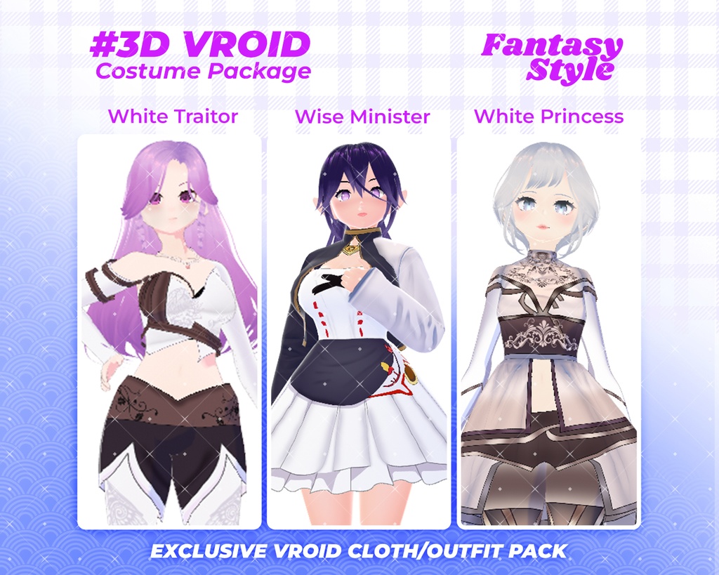 3D VRoid Outfit Pack Elegant Fantasy Royal & Warrior Attire for VRoid Models | VRoid Clothes, VRoid Costume, VRoid Fashion