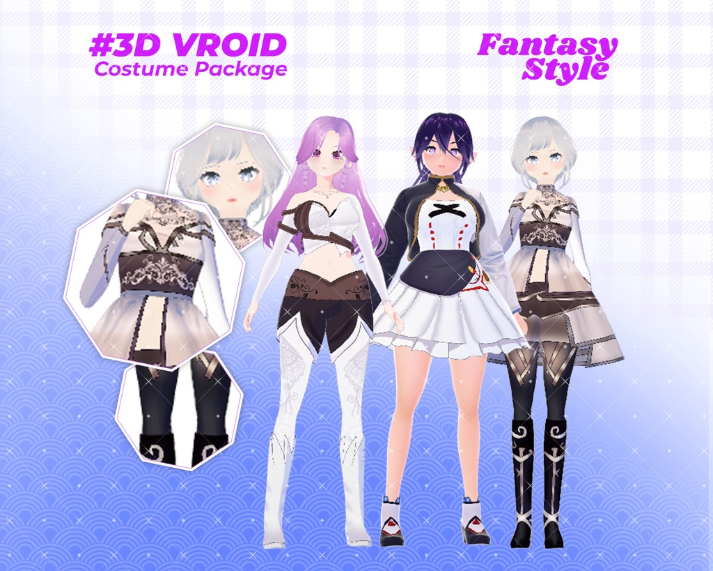 3D VRoid Outfit Pack Elegant Fantasy Royal & Warrior Attire for VRoid Models | VRoid Clothes, VRoid Costume, VRoid Fashion