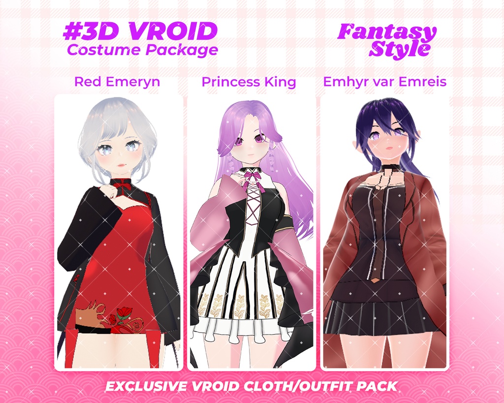 3D VRoid Outfit Pack Elegant Fantasy Royal & Warrior Attire for VRoid Models | VRoid Clothes, VRoid Costume, VRoid Fashion