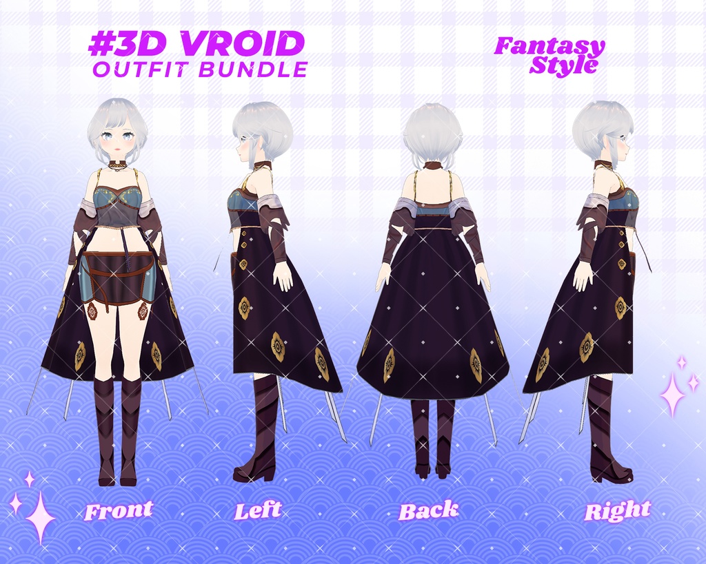 3D VRoid Outfit Pack Enchanted Fantasy Elf & Royal Attire for VRoid Models | VRoid Clothes, VRoid Costume, VRoid Fashion