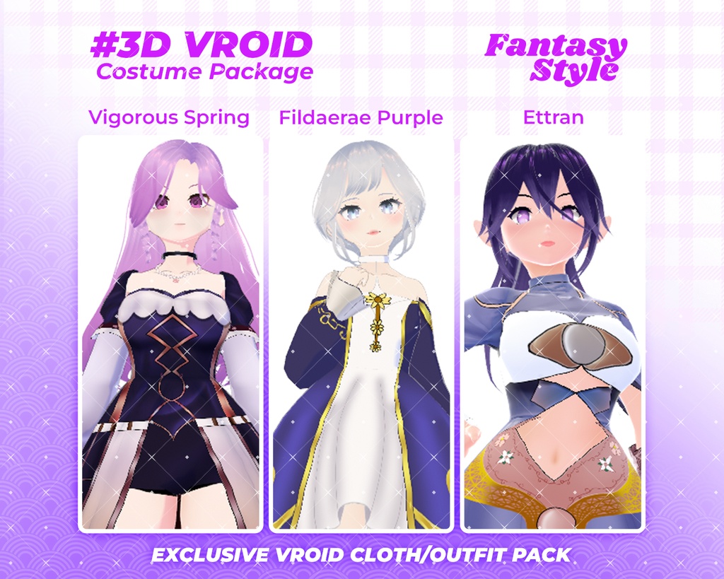 3D VRoid Outfit Pack Enchanted Sorceress & Mystic Priestess Costumes for VRoid Models | VRoid Clothes, VRoid Costume, VRoid Fashion