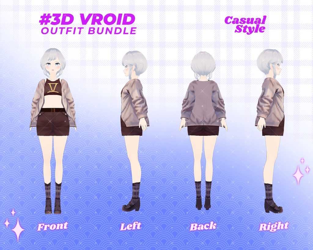 3D VRoid Outfit Pack Trendy & Relaxed Casual Wear for VRoid Models | VRoid Clothes, VRoid Costume, VRoid Fashion