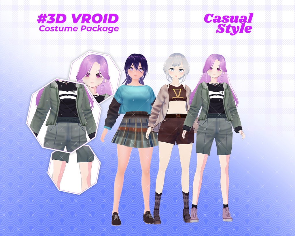 3D VRoid Outfit Pack Trendy & Relaxed Casual Wear for VRoid Models | VRoid Clothes, VRoid Costume, VRoid Fashion