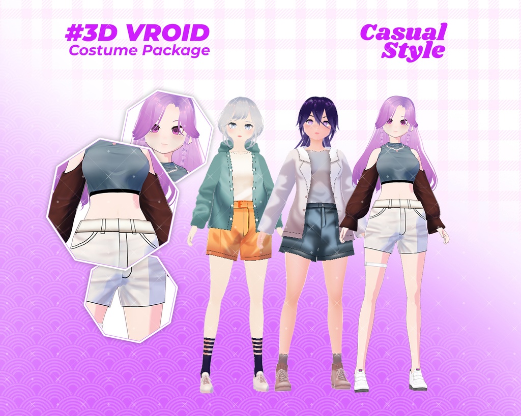3D VRoid Outfit Pack Trendy & Relaxed Casual Clothes for VRoid Models | VRoid Clothes, VRoid Costume, VRoid Fashion