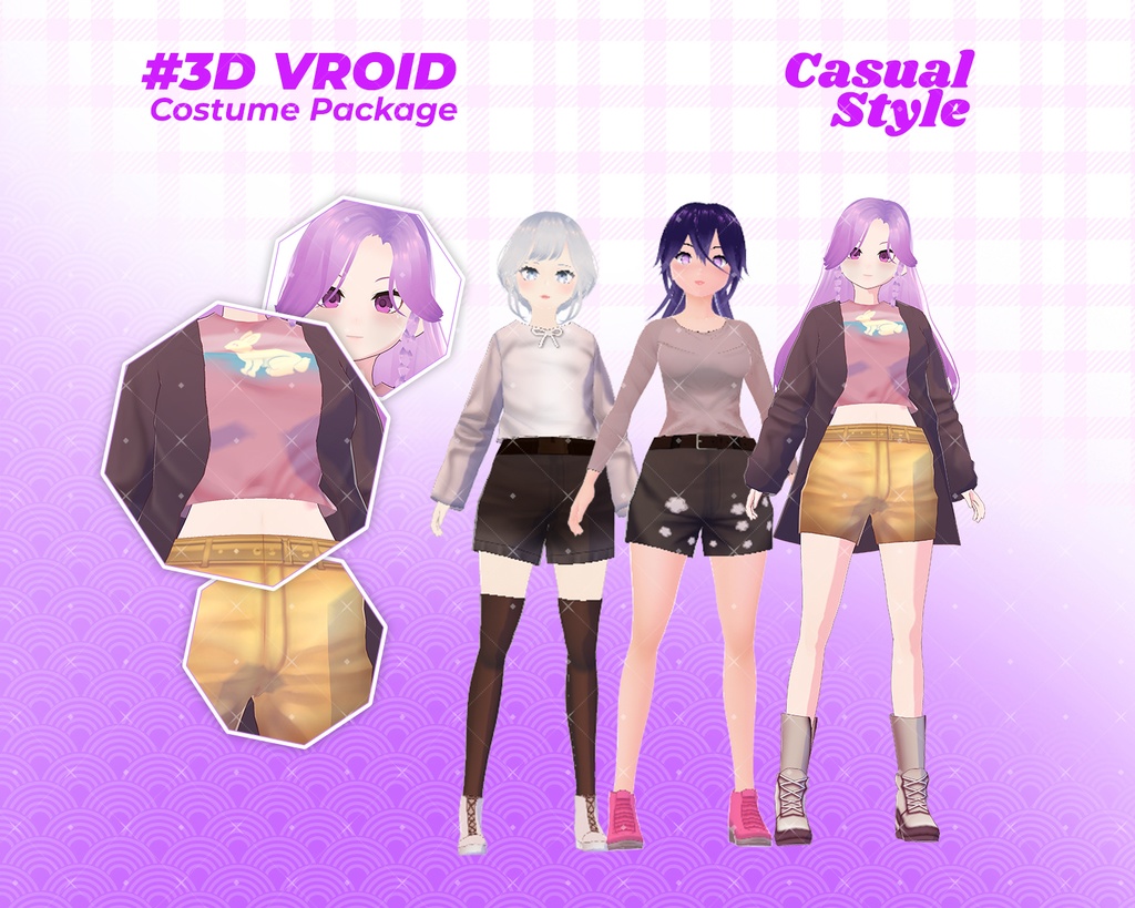 3D VRoid Outfit Pack Trendy & Casual Streetwear for VRoid Models | VRoid Clothes, VRoid Costume, VRoid Fashion
