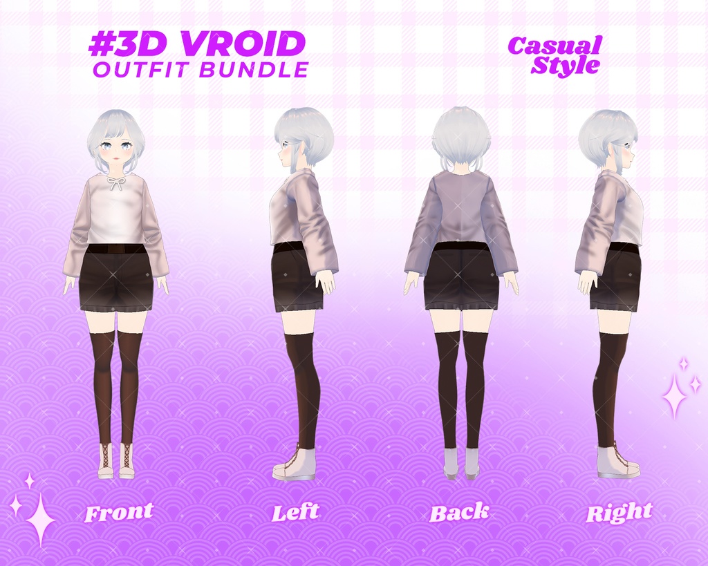 3D VRoid Outfit Pack Trendy & Casual Streetwear for VRoid Models | VRoid Clothes, VRoid Costume, VRoid Fashion