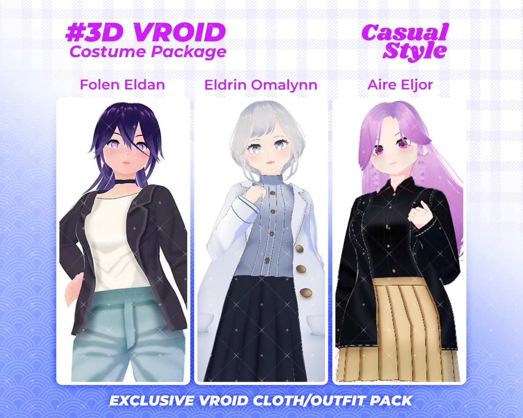3D VRoid Outfit Pack Elegant Chic Formal Wear for VRoid Models | VRoid Clothes, VRoid Costume, VRoid Fashion