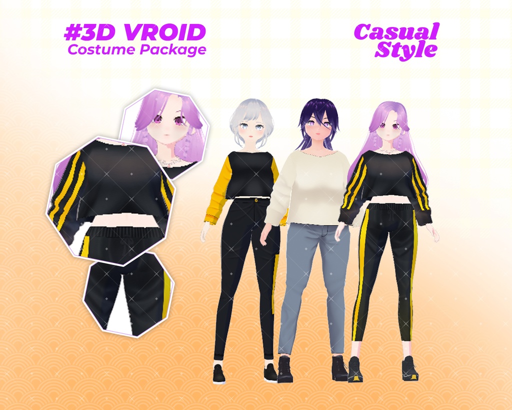 3D VRoid Outfit Pack Sporty & Casual Athleisure Wear for VRoid Models | VRoid Clothes, VRoid Costume, VRoid Fashion