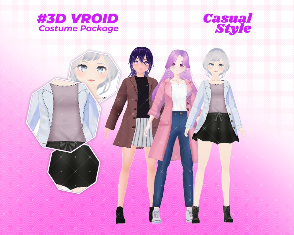3D VRoid Outfit Pack Elegant & Chic Long Coat Fashion for VRoid Models | VRoid Clothes, VRoid Costume, VRoid Fashion
