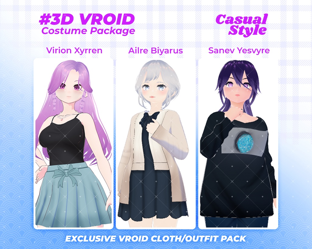 3D VRoid Outfit Pack Elegant & Cute Casual Fashion for VRoid Models | VRoid Clothes, VRoid Costume, VRoid Fashion