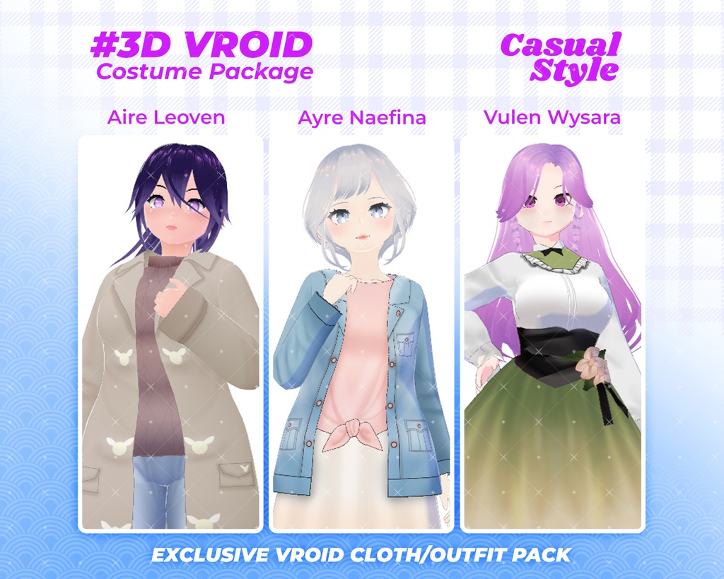 3D VRoid Outfit Pack Cozy & Elegant Casual Wear for VRoid Models | VRoid Clothes, VRoid Costume, VRoid Fashion