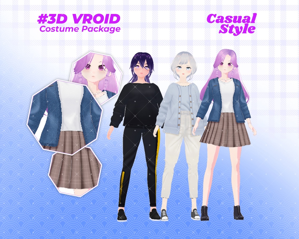 3D VRoid Outfit Pack Chic & Comfy Casual Wear for VRoid Models | VRoid Clothes, VRoid Costume, VRoid Fashion