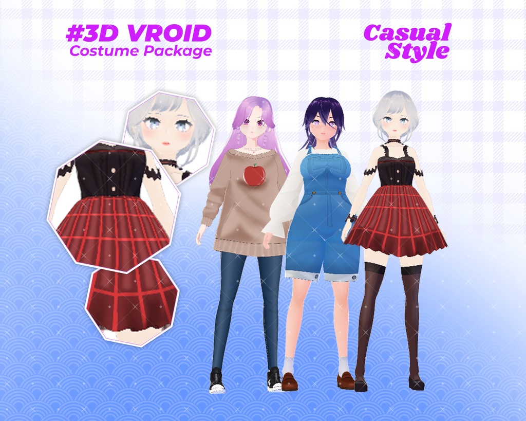 3D VRoid Outfit Pack Gothic, Cute & Casual Styles for VRoid Models | VRoid Clothes, VRoid Costume, VRoid Fashion