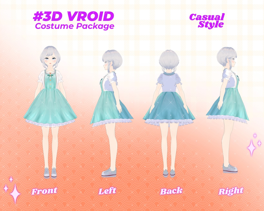 3D VRoid Outfit Pack Elegant, Cute & School-Inspired Fashion for VRoid Models | VRoid Clothes, VRoid Costume, VRoid Fashion