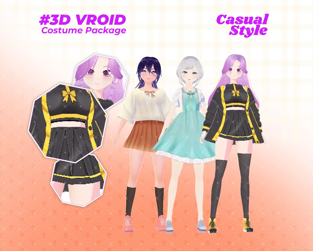 3D VRoid Outfit Pack Elegant, Cute & School-Inspired Fashion for VRoid Models | VRoid Clothes, VRoid Costume, VRoid Fashion