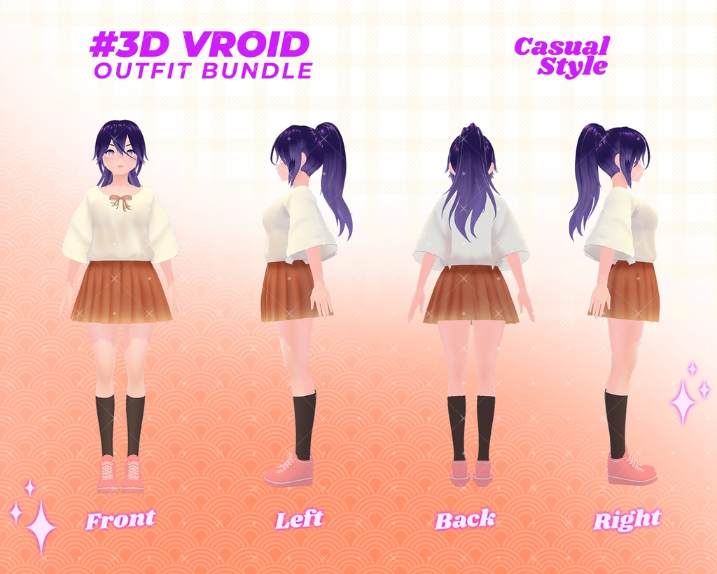 3D VRoid Outfit Pack Elegant, Cute & School-Inspired Fashion for VRoid Models | VRoid Clothes, VRoid Costume, VRoid Fashion