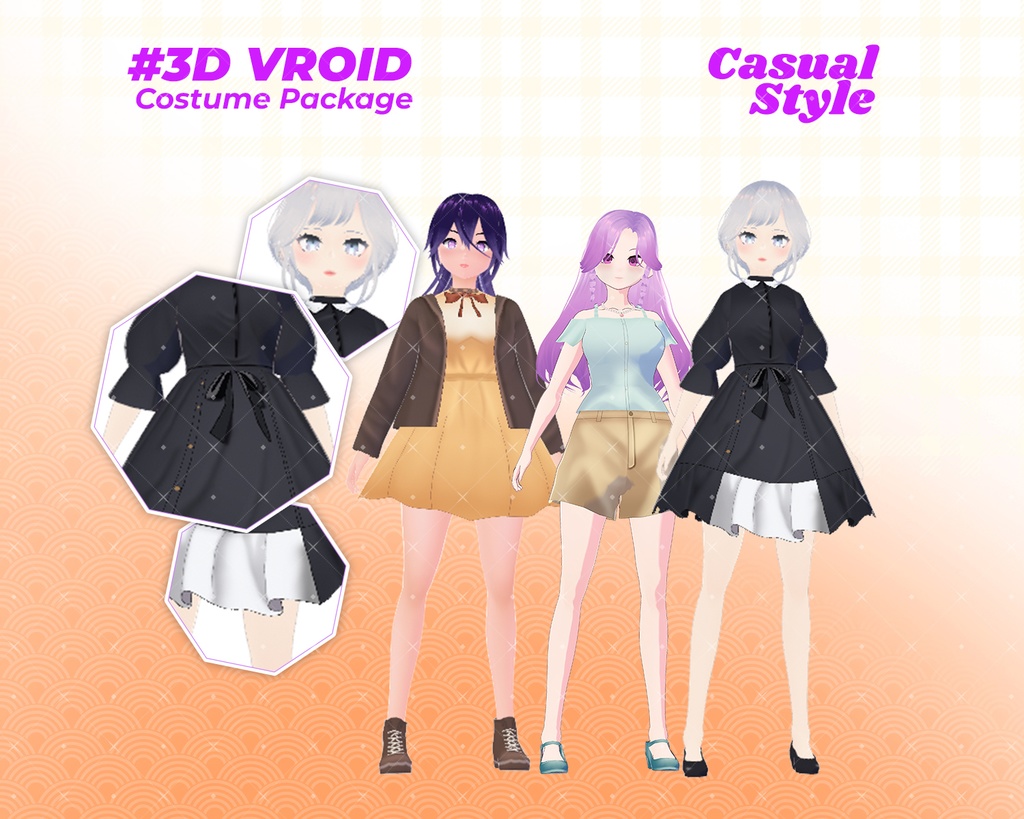 3D VRoid Outfit Pack Elegant & Chic Everyday Wear for VRoid Models | VRoid Clothes, VRoid Costume, VRoid Fashion