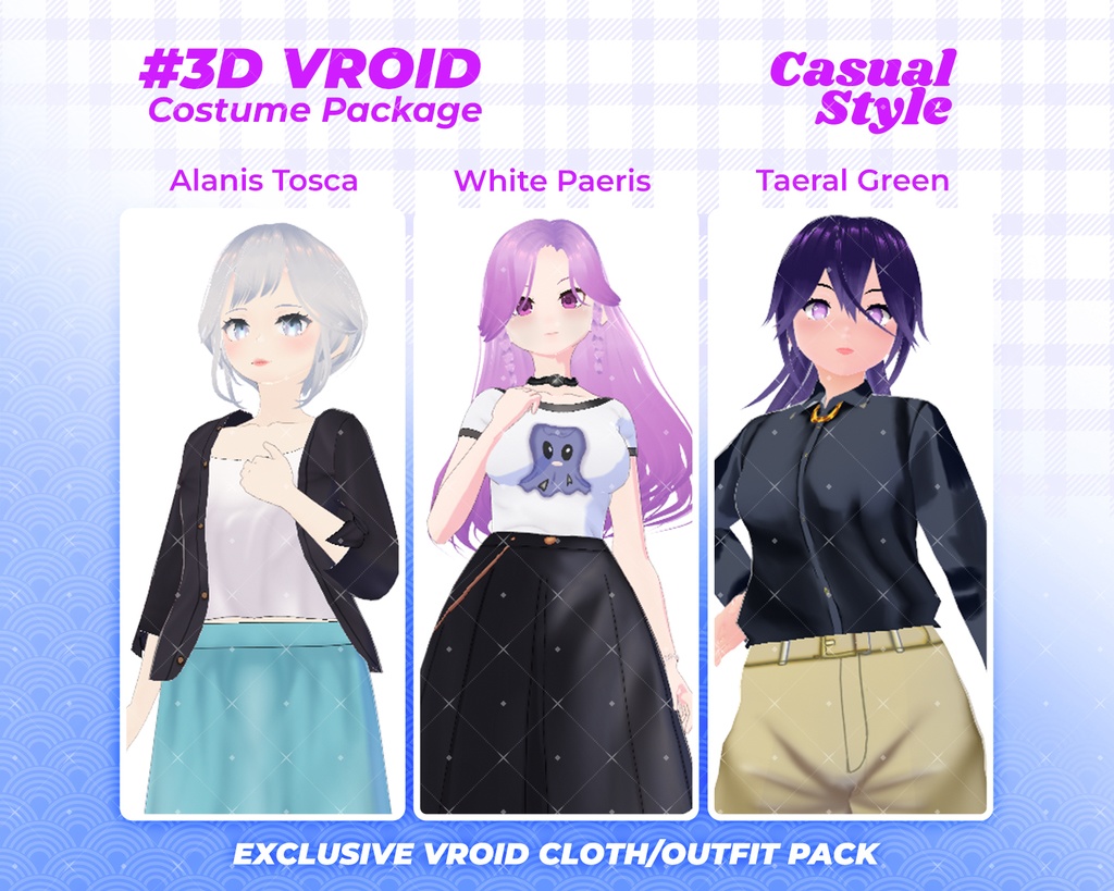 3D VRoid Outfit Pack Trendy & Chic Casualwear for VRoid Models | VRoid Clothes, VRoid Costume, VRoid Fashion