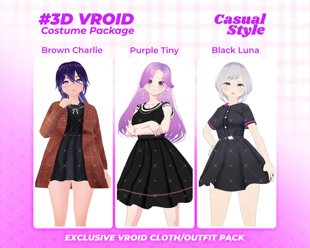 3D VRoid Outfit Pack Chic & Modern Black Dresses for VRoid Models | VRoid Clothes, VRoid Costume, VRoid Fashion