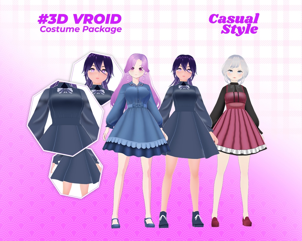 3D VRoid Outfit Pack Graceful & Elegant Dresses for VRoid Models | VRoid Clothes, VRoid Costume, VRoid Fashion