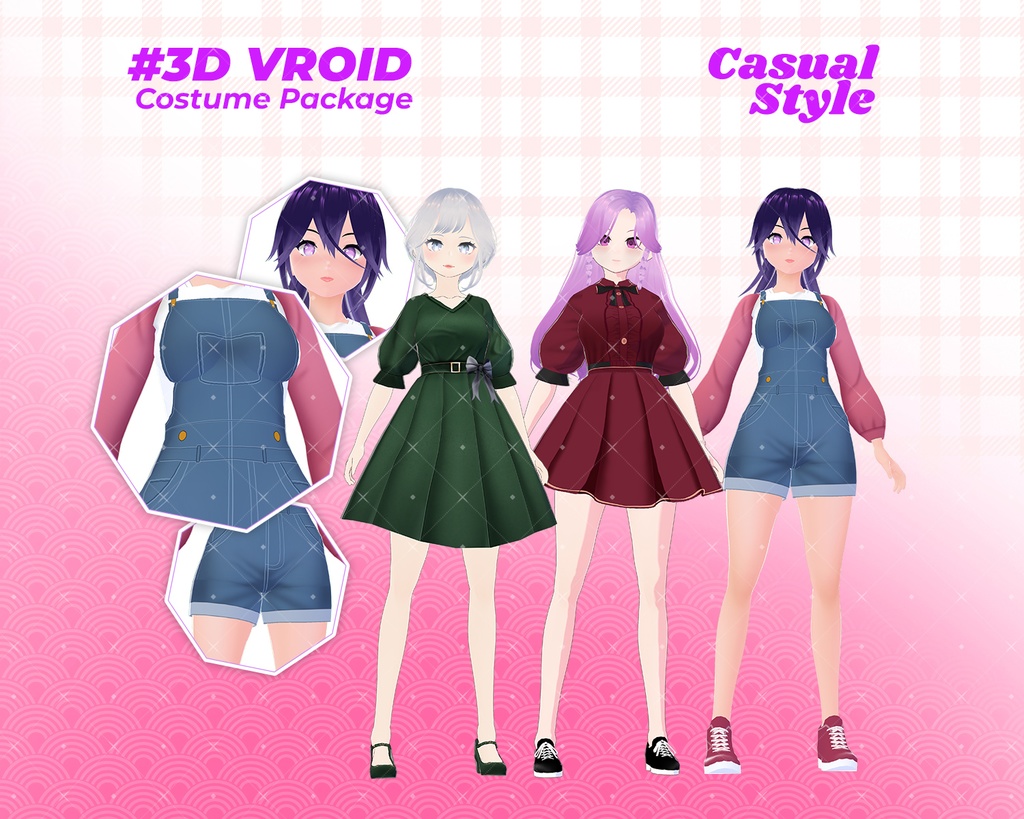 3D VRoid Outfit Pack Classic & Chic Dresses for VRoid Models | VRoid Clothes, VRoid Costume, VRoid Fashion