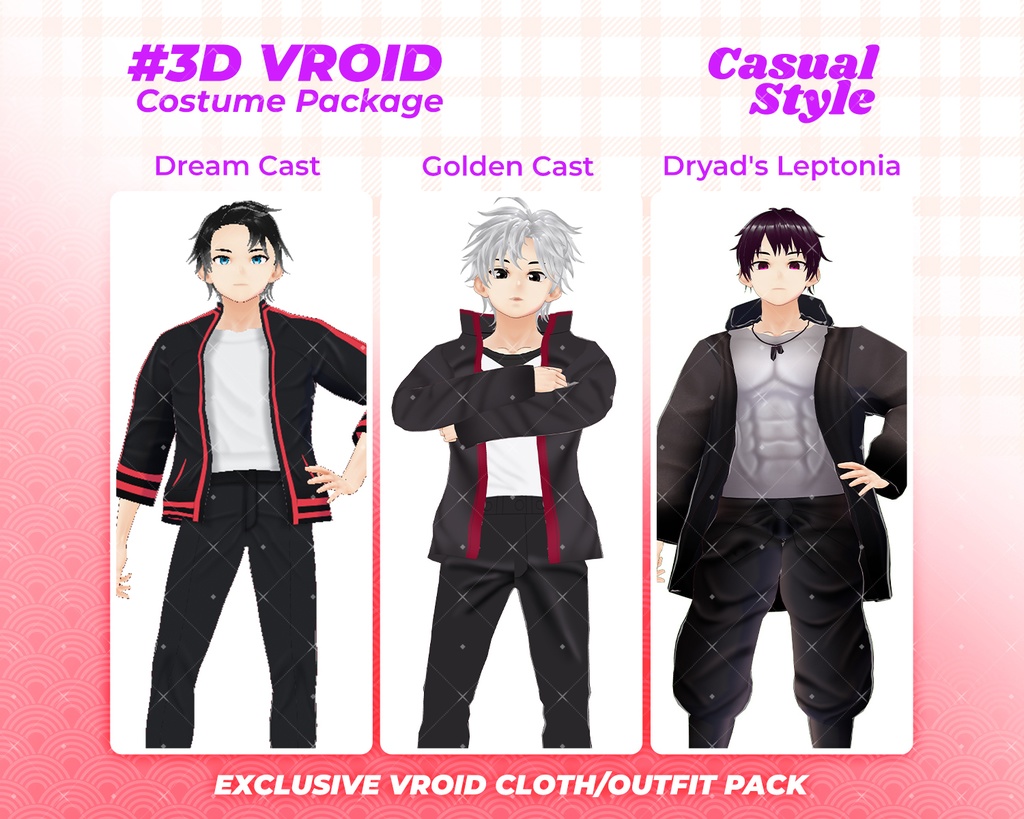 3D VRoid Outfit Pack Edgy & Cool Male Streetwear for VRoid Models | VRoid Clothes, VRoid Costume, VRoid Fashion