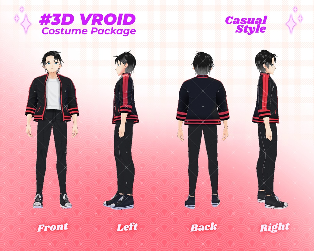 3D VRoid Outfit Pack Edgy & Cool Male Streetwear for VRoid Models | VRoid Clothes, VRoid Costume, VRoid Fashion